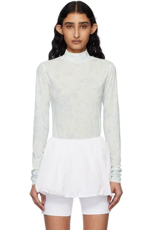 Kijun Blue & Off-White Flower Jersey Turtleneck