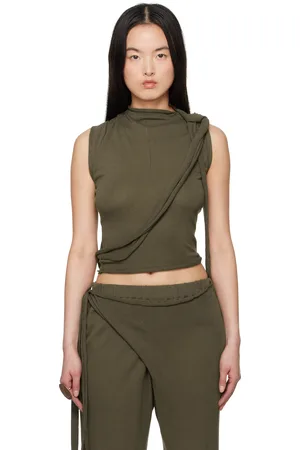 OTTOLINGER Khaki Deconstructed Linen Tank Top