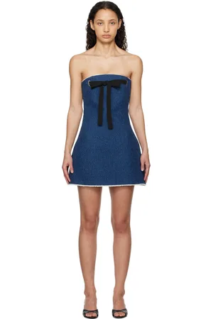 Msgm Blue Straight Neck Minidress