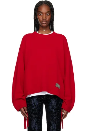 Ganni Red Future Wool Mix Oversized Sweater