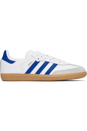 adidas Big Kids White & Blue Samba OG Sneakers