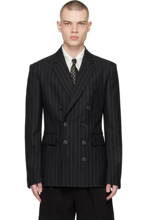 DRIES VAN NOTEN Black Striped Blazer