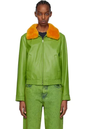 Marni Green Zip Shearling Jacket