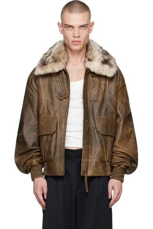 Vaquera Brown Distressed Faux-Fur & Leather Jacket