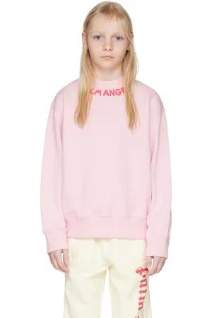 Palm Angels Kids Pink Crewneck Logo Sweatshirt