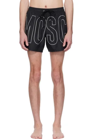 Moschino Black Rubber Logo Swim Shorts