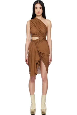 Rick Owens Orange Hollywood Cotton Gauze Jersey Fog Minidress