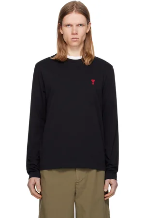 Ami Black Cotton Ami de Coeur Long Sleeves T-shirt
