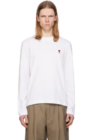 Ami White Cotton Ami de Coeur Long Sleeves T-shirt