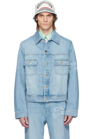 Casablanca Blue Graffiti Distressed Denim Jacket