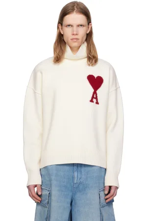Ami Off-White Wool Ami de Coeur Turtleneck
