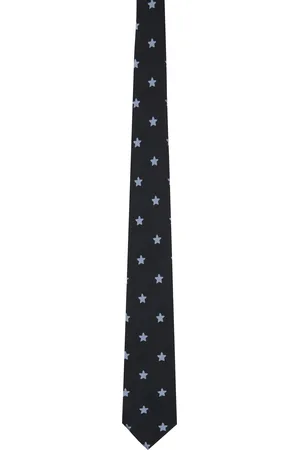 YOHJI YAMAMOTO Black & Blue Star Pattern JQ Derby Tie