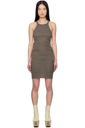 Rick Owens Brown Hollywood Racer Back Tank Minidress