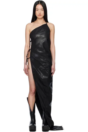 Rick Owens Black Overdyed Taco Maxi Dress