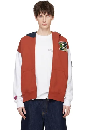 BAPE Burgundy & White France Shark Full Zip Hoodie