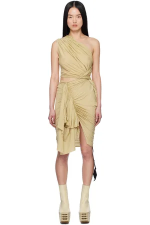 Rick Owens Beige Hollywood Cotton Gauze Jersey Fog Minidress