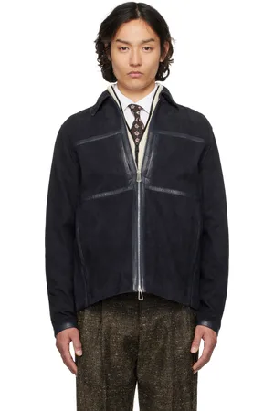 Paul Smith Navy Zip Suede Jacket