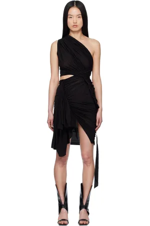 Rick Owens Black Hollywood Cotton Gauze Jersey Fog Minidress
