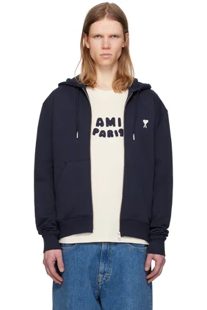 Ami Navy Cotton Ami de Coeur Hoodie