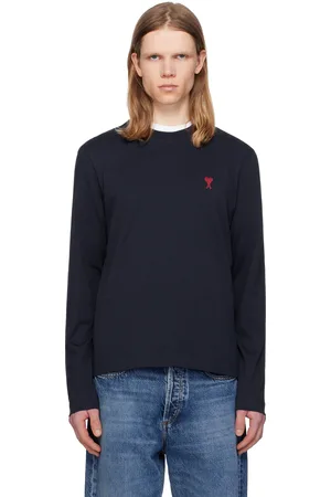 Ami Navy Cotton Ami de Coeur Long Sleeves T-shirt
