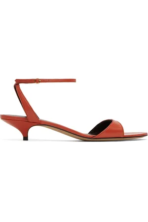 The Row Orange Vika Ankle Strap Kitten Heeled Sandals