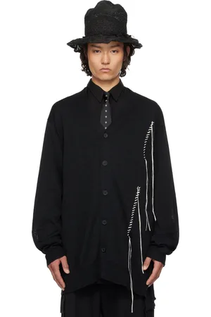 YOHJI YAMAMOTO Black 10G Plated Crossed Pattern Cardigan