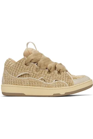 Lanvin Beige Raffia Curb Sneakers