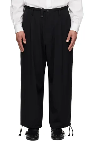 YOHJI YAMAMOTO Black Wool New Standard 2Tucks String Trousers