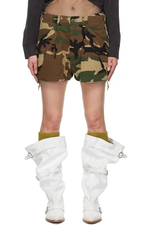 R13 Green & Brown Loose Marianne Cargo Shorts