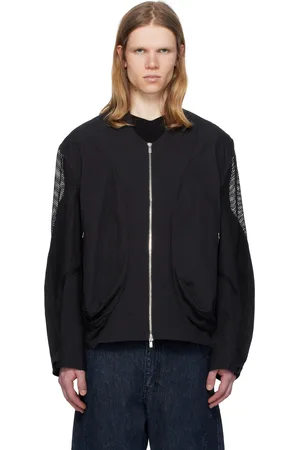 JiyongKim Draped Pocket Mesh Sleeve Bomber Jacket