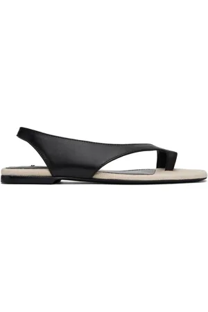 Totême Black Leather Thong Sandals