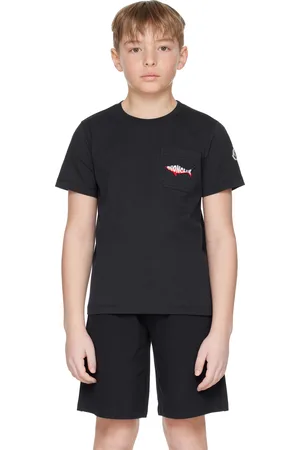 Moncler Big Kids Navy Embroidered Shark Cotton T-shirt