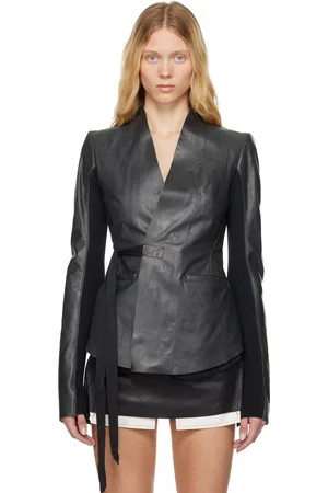 Rick Owens Black Hollywood Tamponato Calf Leather Jacket