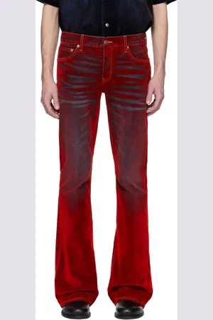 Cout de la Liberte Red Jimmy Stretch Suede Flare Jeans