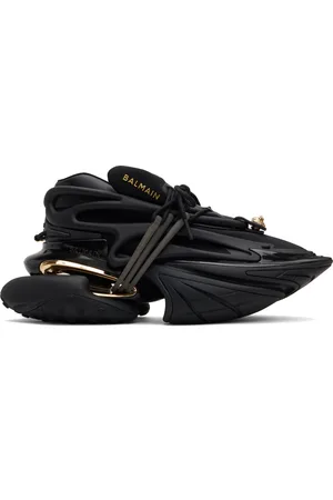 Balmain Black & Gold Unicorn Low Neoprene & Calfskin Sneakers