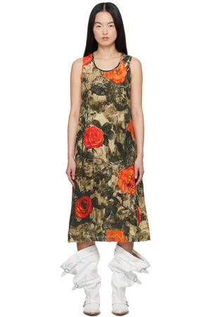 R13 Khaki Sleeveless Midi Dress