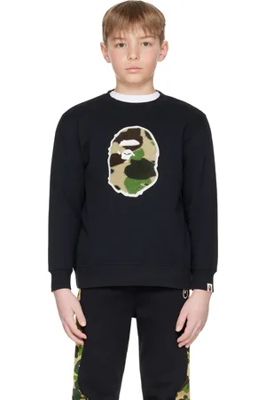 BAPE Kids Black ABC Camo Boa Patch Crewneck Sweatshirt