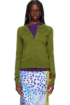 DRIES VAN NOTEN Green Cotton Cardigan