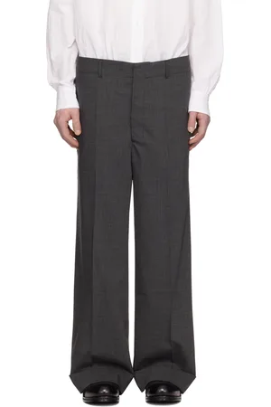 Random Identities Gray Houndstooth Wool Blend Large Suit Trousers