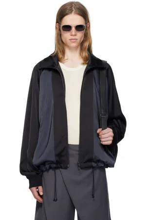 JiyongKim Navy & Draped Double Hem Jacket