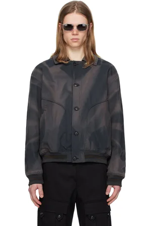 JiyongKim Sun-Bleached Ribbed Blouson Denim Jacket