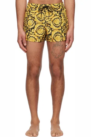 VERSACE Yellow & Black Barocco Swim Shorts
