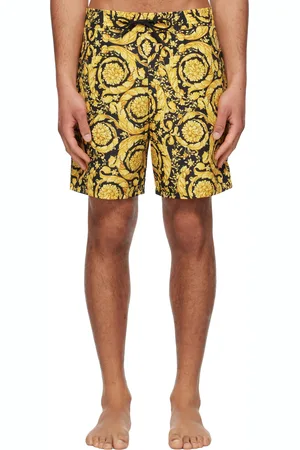 VERSACE Yellow & Black Barocco Swim Shorts