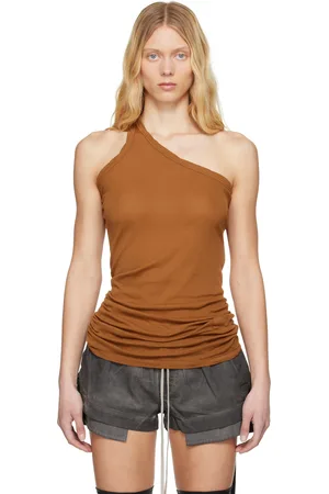 Rick Owens Orange Hollywood One Shoulder Tank Top