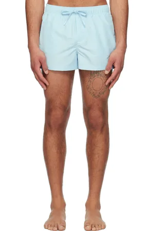 VERSACE Blue Embroidered Medusa Swim Shorts