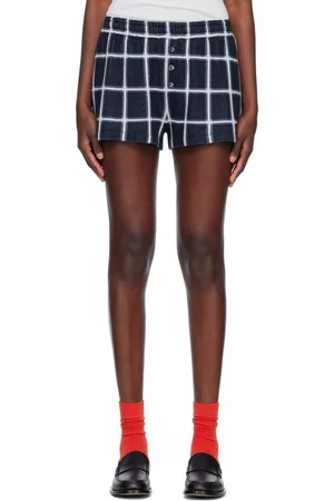 Guest In Residence Navy Picnic Plaid Shorts