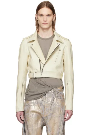 Rick Owens Beige Hollywood Cropped Luke S Stooges Leather Jacket