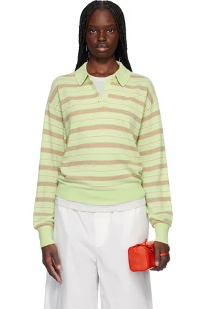 Guest In Residence Green & Beige Collegiate Stripe Polo