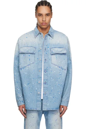 OFF-WHITE Blue Paint Splatter Denim Jacket