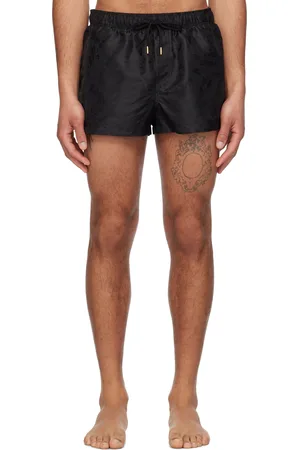 VERSACE Black Barocco Jacquard Swim Shorts